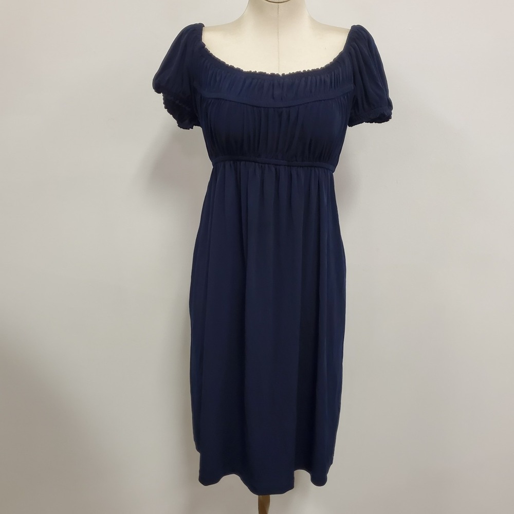 Boston Proper Womens Y2K Dark Coquette Milkmaid Babydoll Dress Size 6 Blue Event
